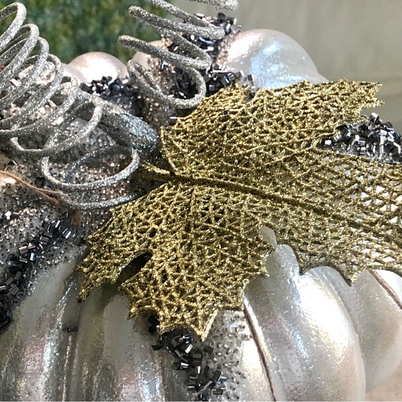 New! Silver & Gold Sparkly Pumpkin - Picture 3 of 7